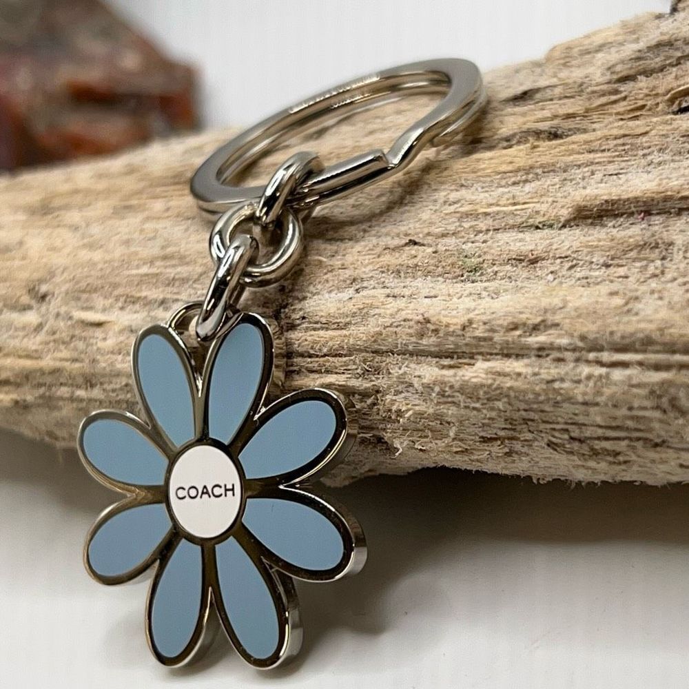 Silver Blue Daisy Coach  Purse Cham Key Chain - Picture 3 of 4